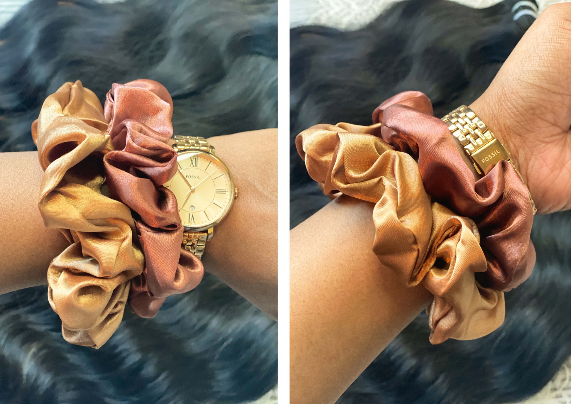 Our Satin Scrunchies are a very cute staple for protecting your hair at bedtime or during a busy day. Whether you're working out, running errands or getting ready for bed, our scrunchies are durable enough to help your styles stay in place.